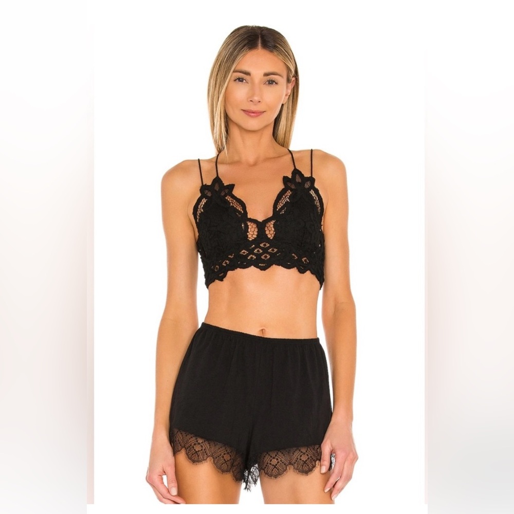 FREE PEOPLE Black Adella Lace Bralette Medium